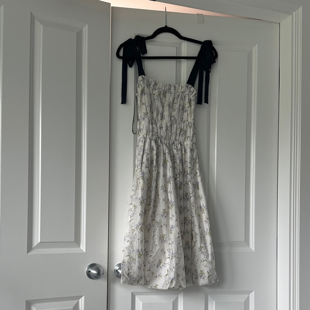H&M White Floral Dress with Black Straps